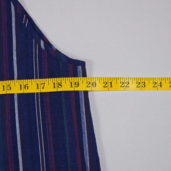 L Love Boho Embroidered Tank Top Size M Navy V-Neck Striped Sleeveless Festival - Picture 10 of 13